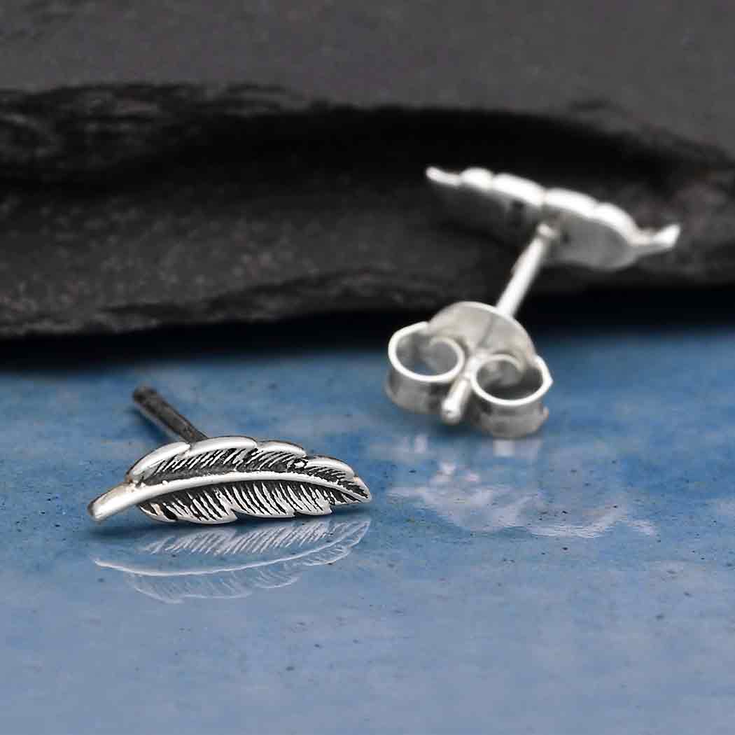 Sterling Silver Feather Post Earrings