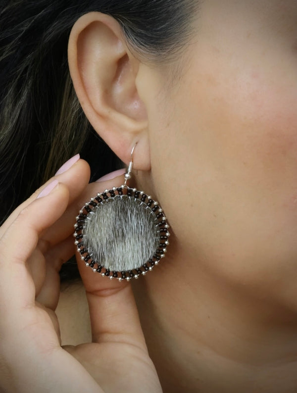 Round Seal Skin Beaded Earrings