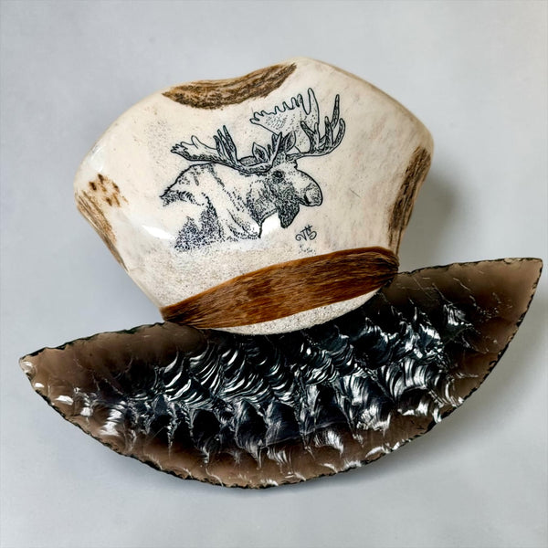 Obsidian ULU w/ Scrimshaw