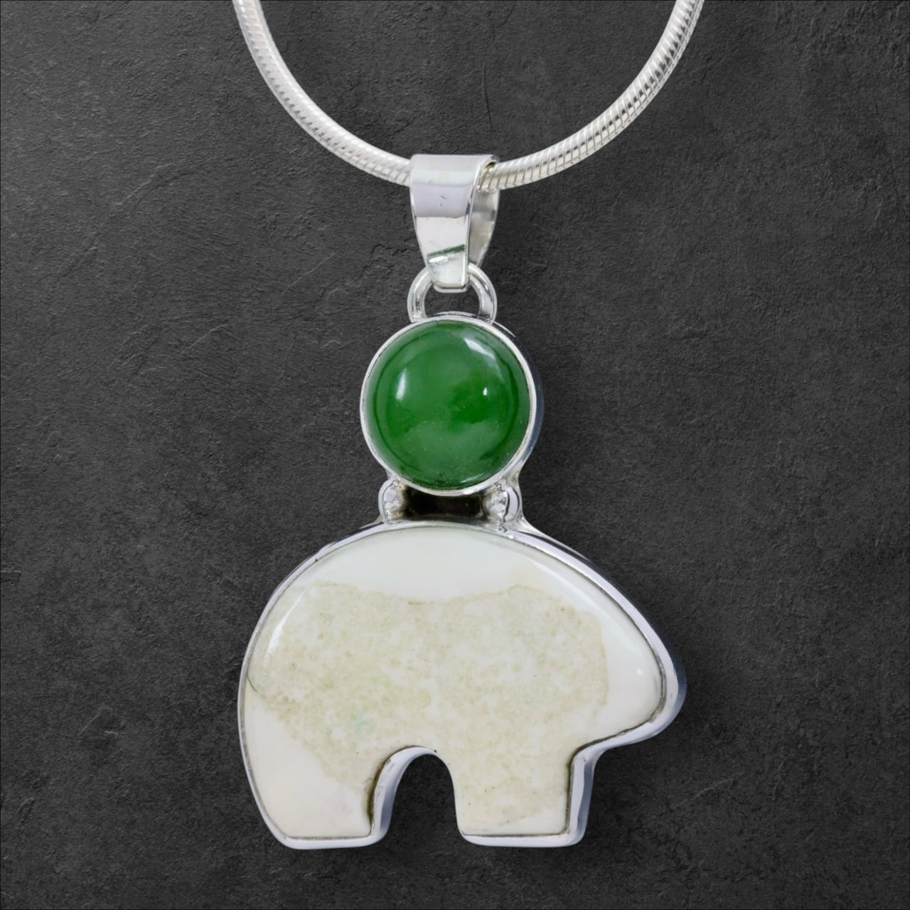 Ivory & Jade Bear Pendant