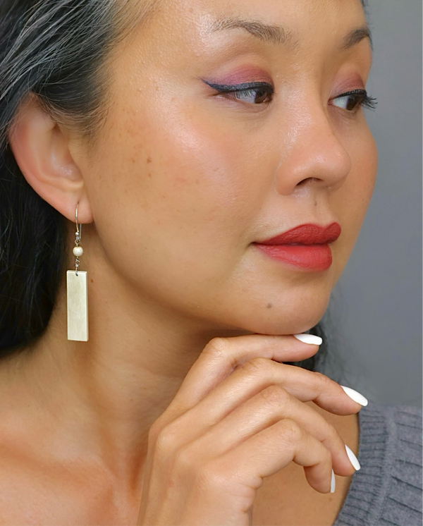 Rectangle & Bead Earrings