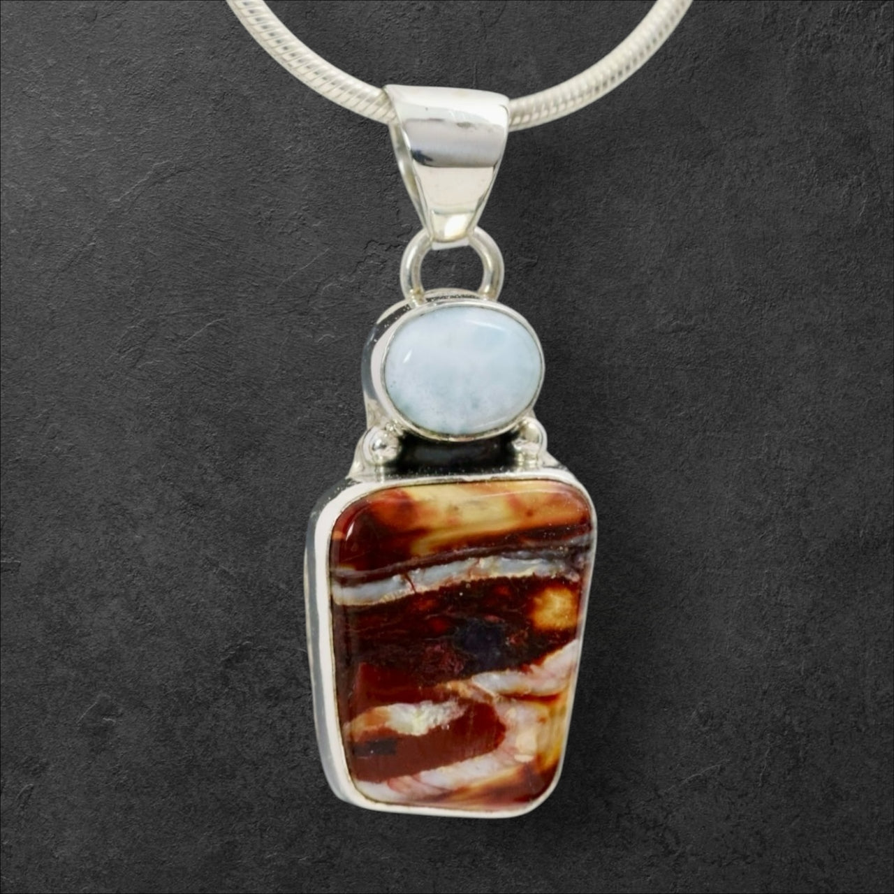 Mammoth Tooth & Larimar Pendant