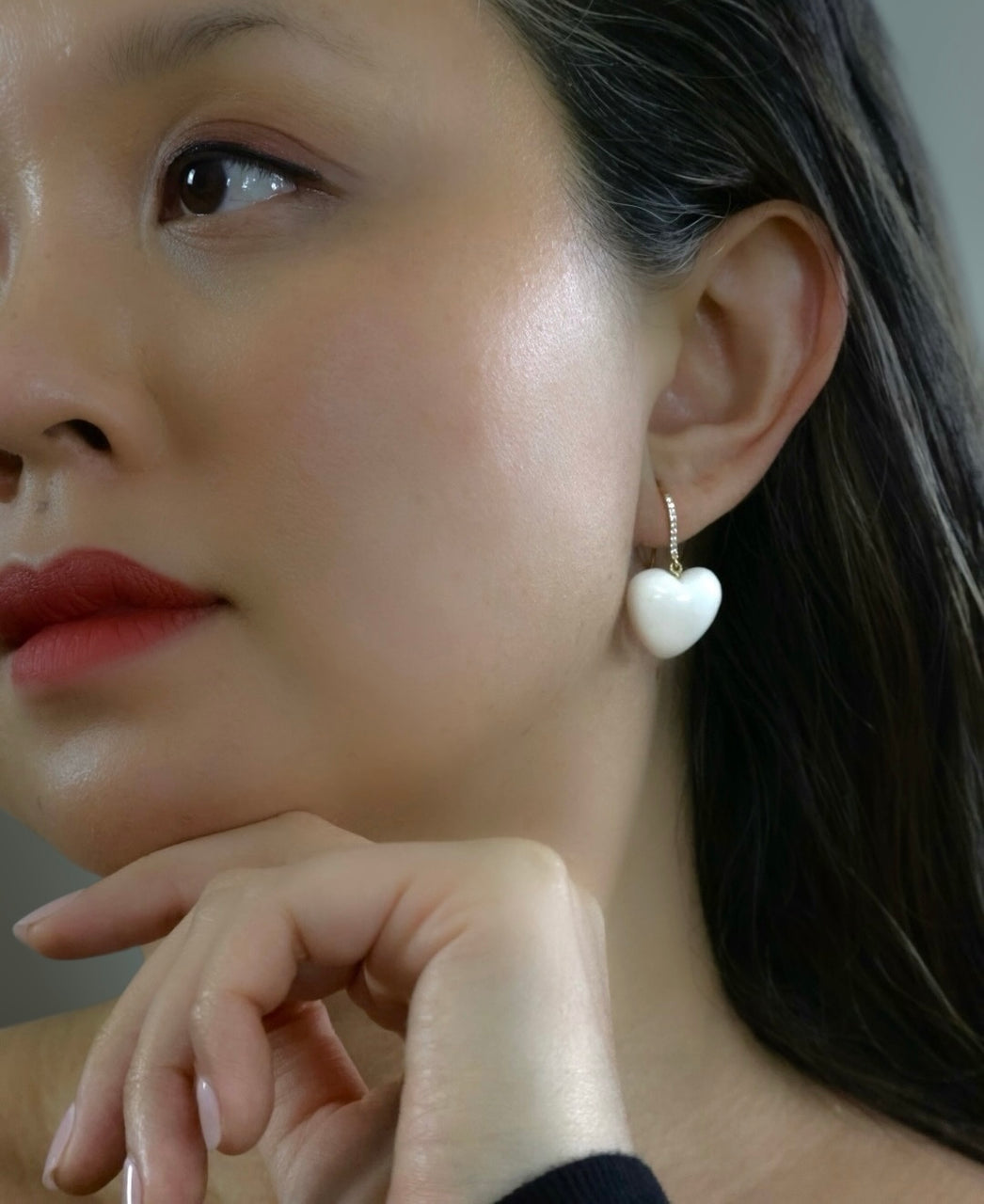 Heart Earrings w/ Diamonds