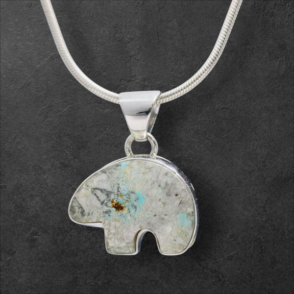 Boulder Turquoise Bear Pendant