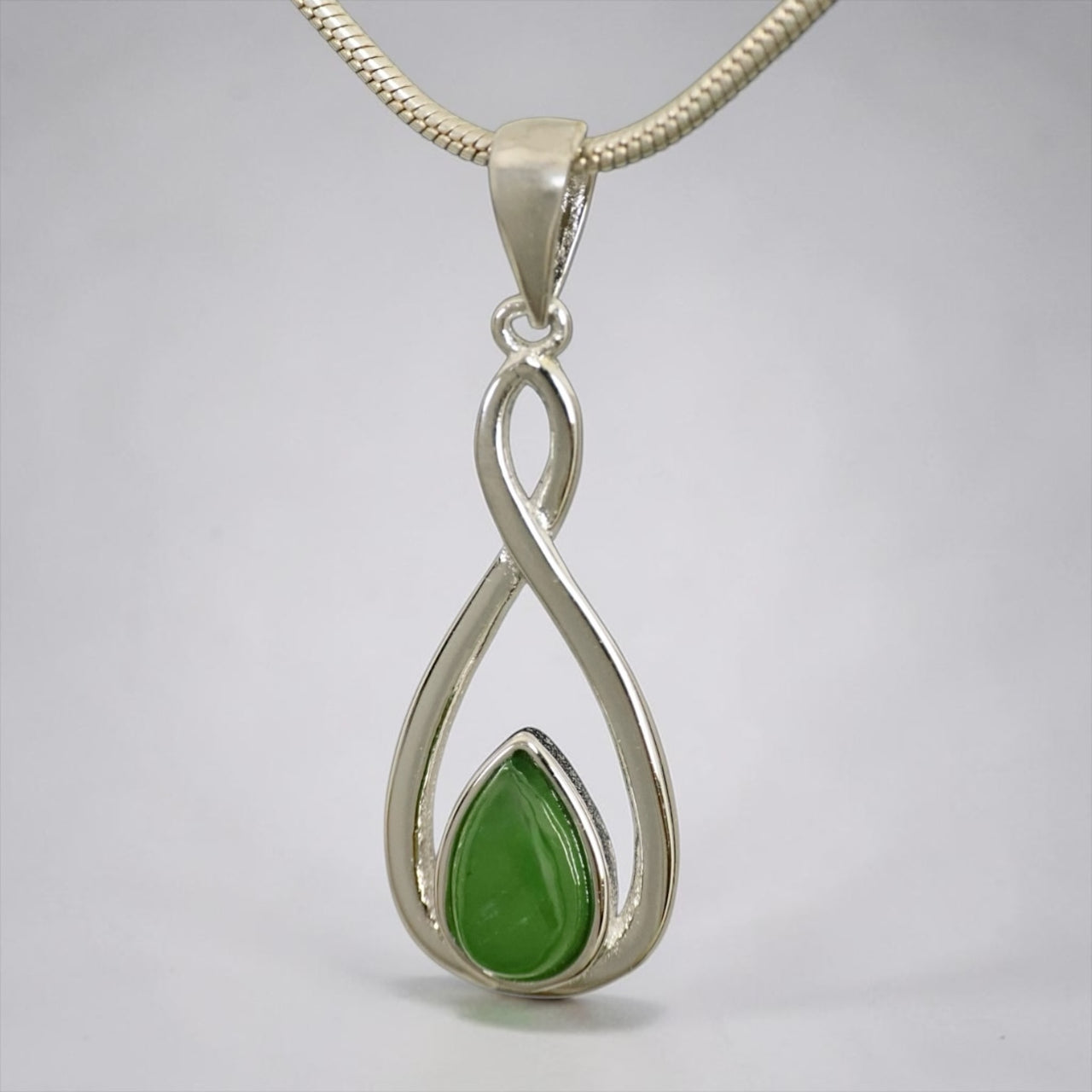 Jade & Silver Infinity Pendant