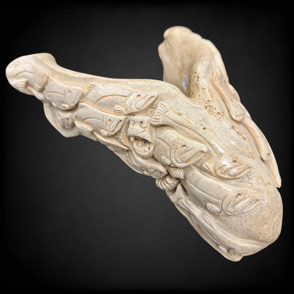 Bear Fishing Jawbone Carving