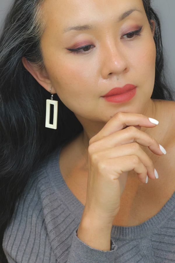 Ivory Rectangle 40mm Earrings