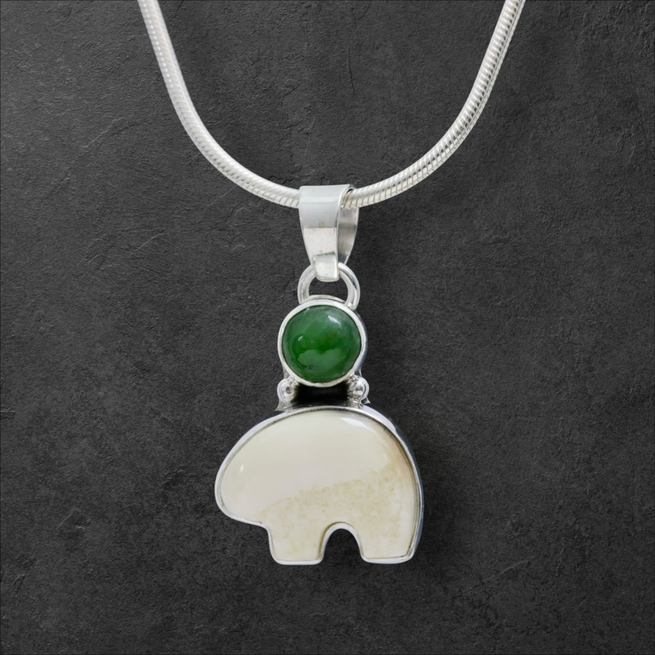 Ivory & Jade Bear Pendant