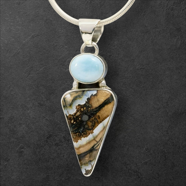 Mammoth Tooth & Larimar Pendant