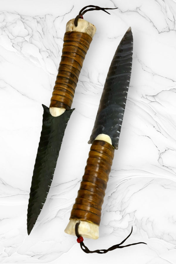 Elk Leg Bone 12" Obsidian Knife