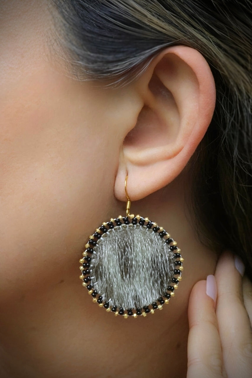 Round Seal Skin Beaded Earrings