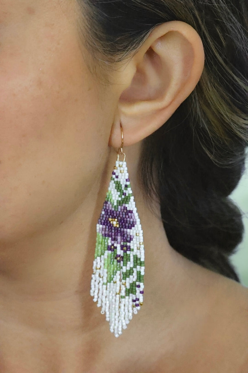 Fern Fringe Violet Earrings