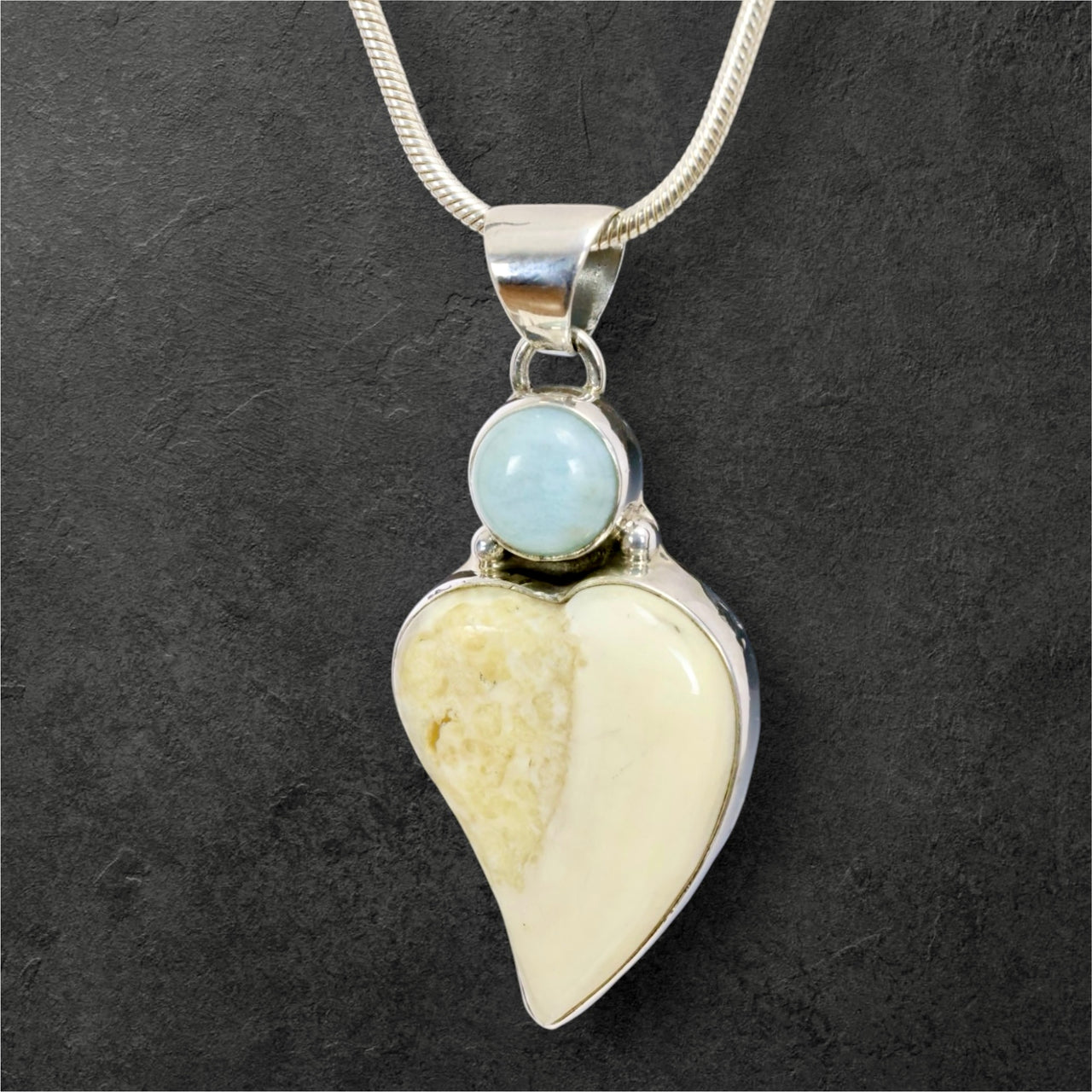 Ivory & Larimar Heart