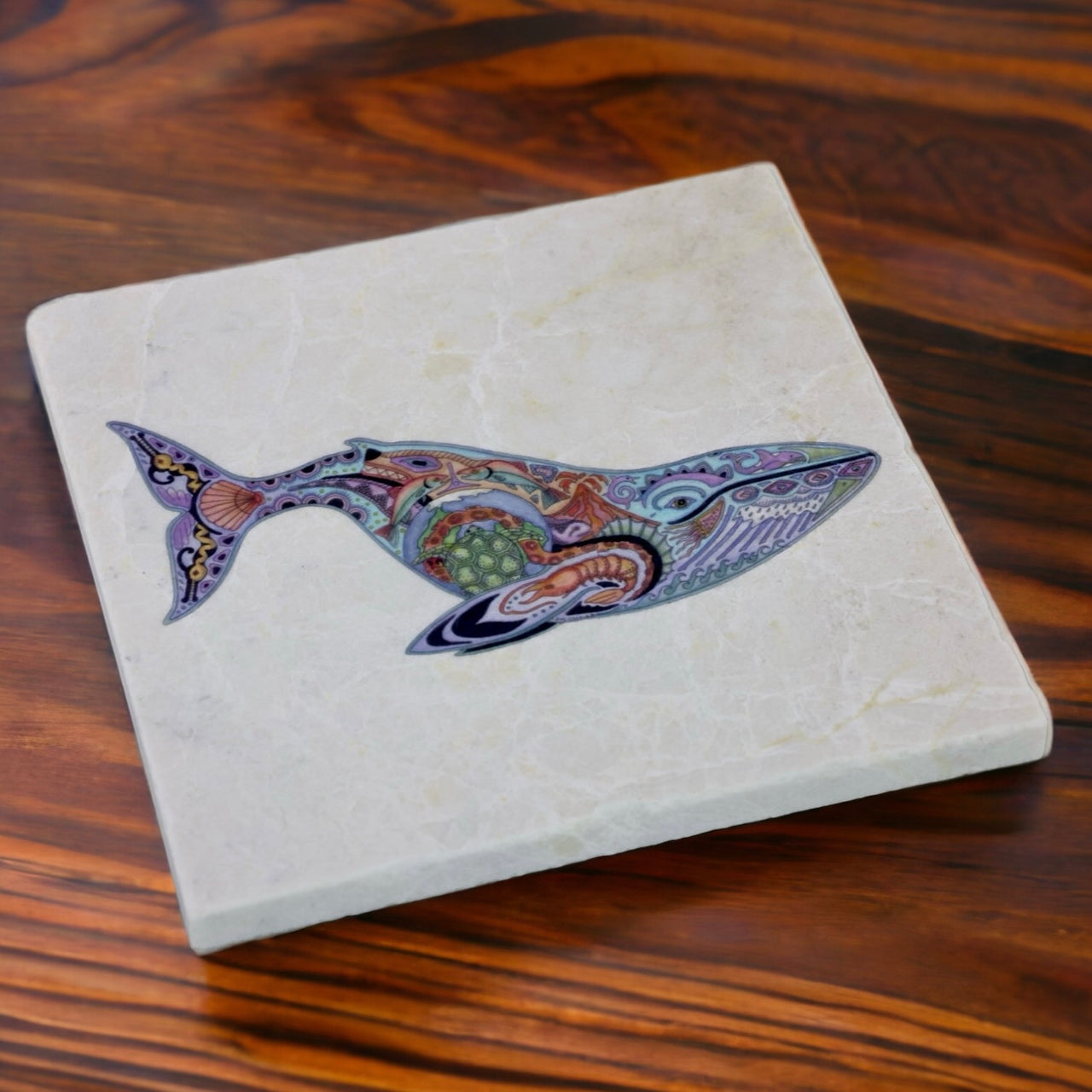 Marble Blue Whale Trivet or Coaster