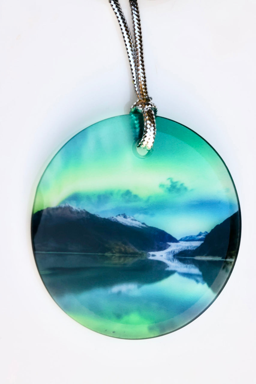 Mendenhall Glacier Glass Ornament
