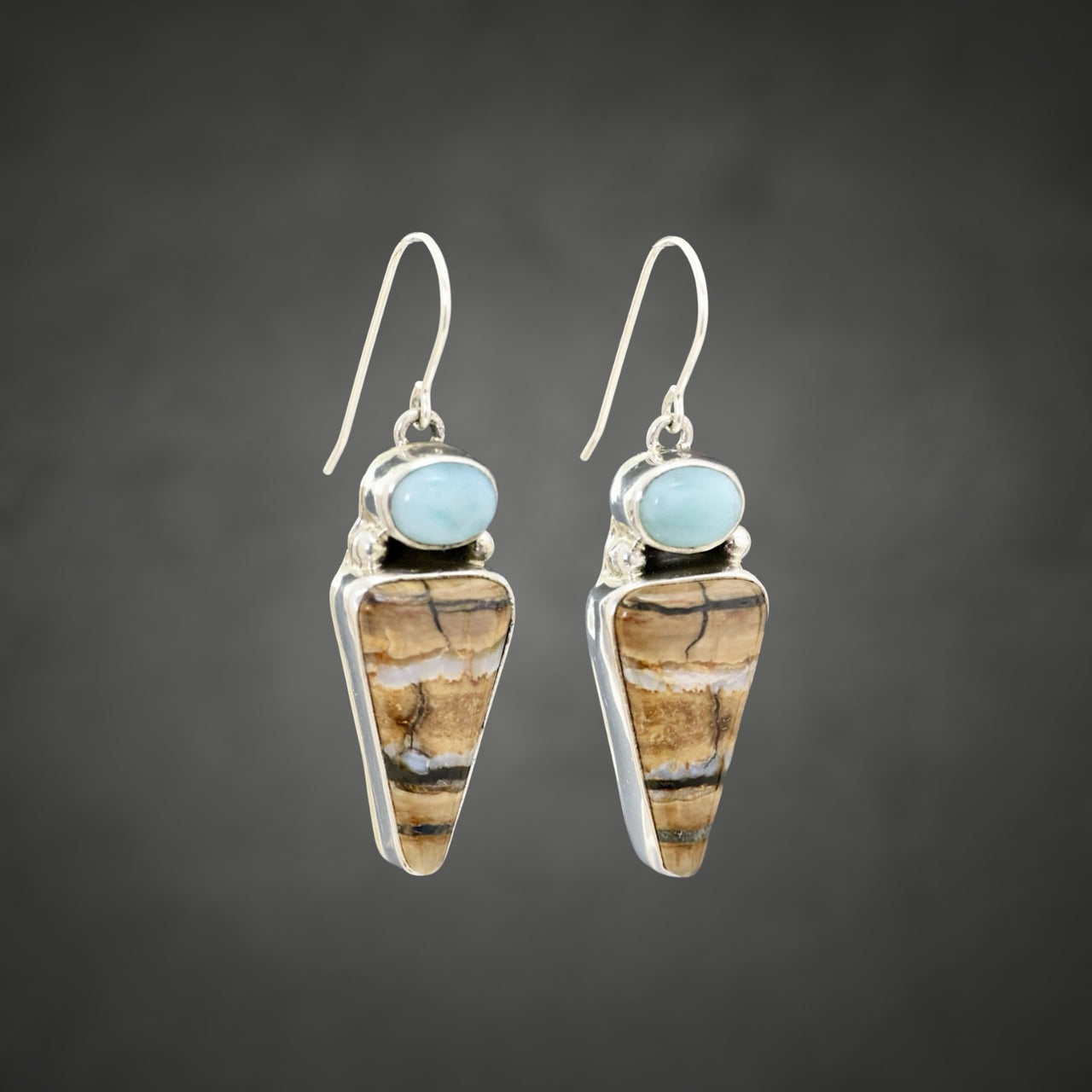 Mammoth Tooth & Larimar Earrings