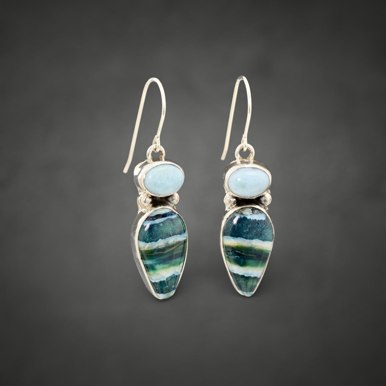 Mammoth Tooth & Larimar Earrings