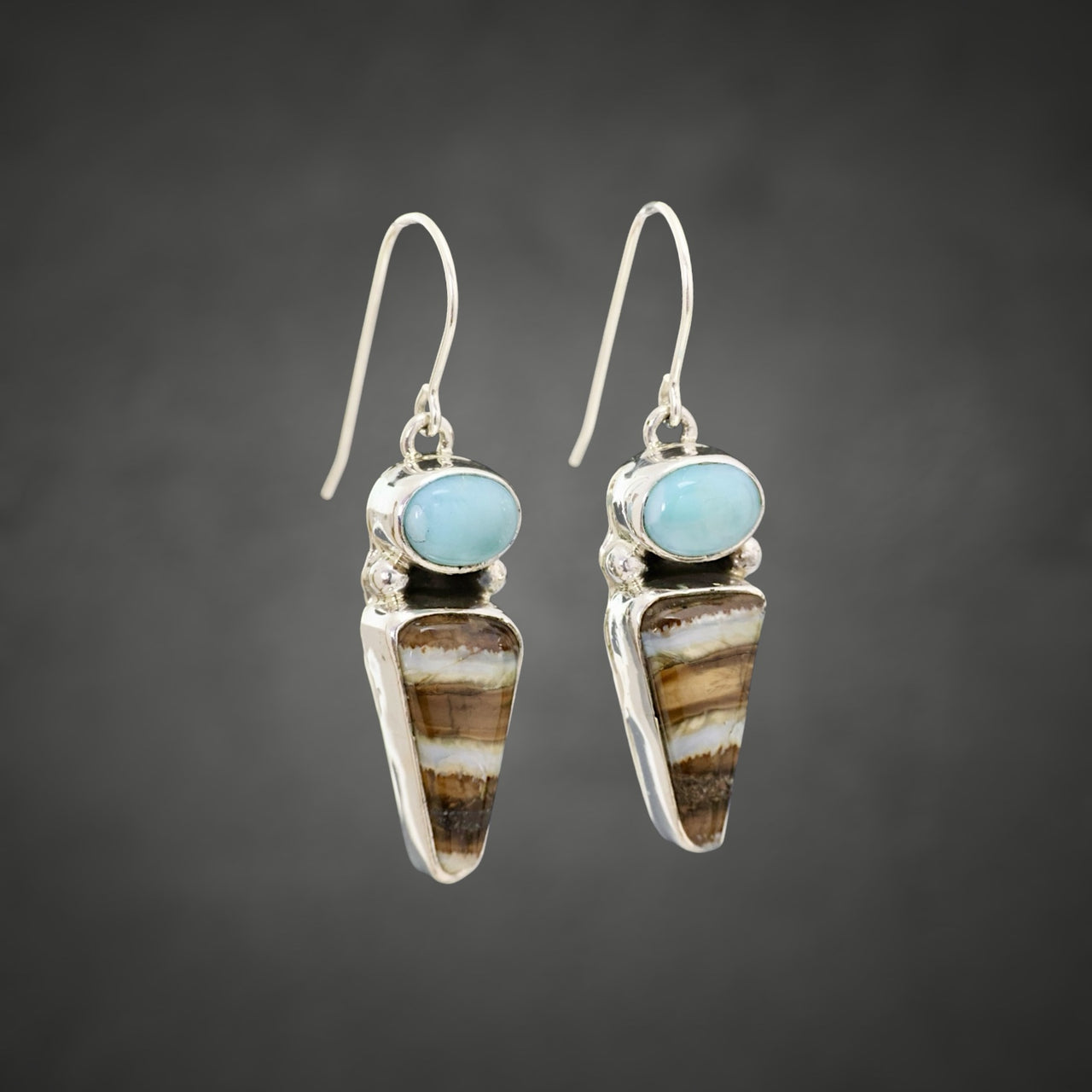 Mammoth Tooth & Larimar Earrings