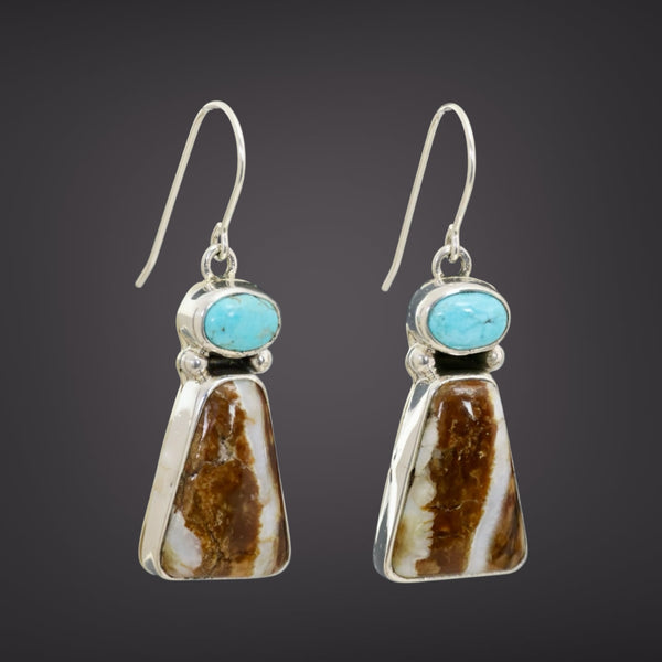 Mammoth Tooth & Turquoise Earrings