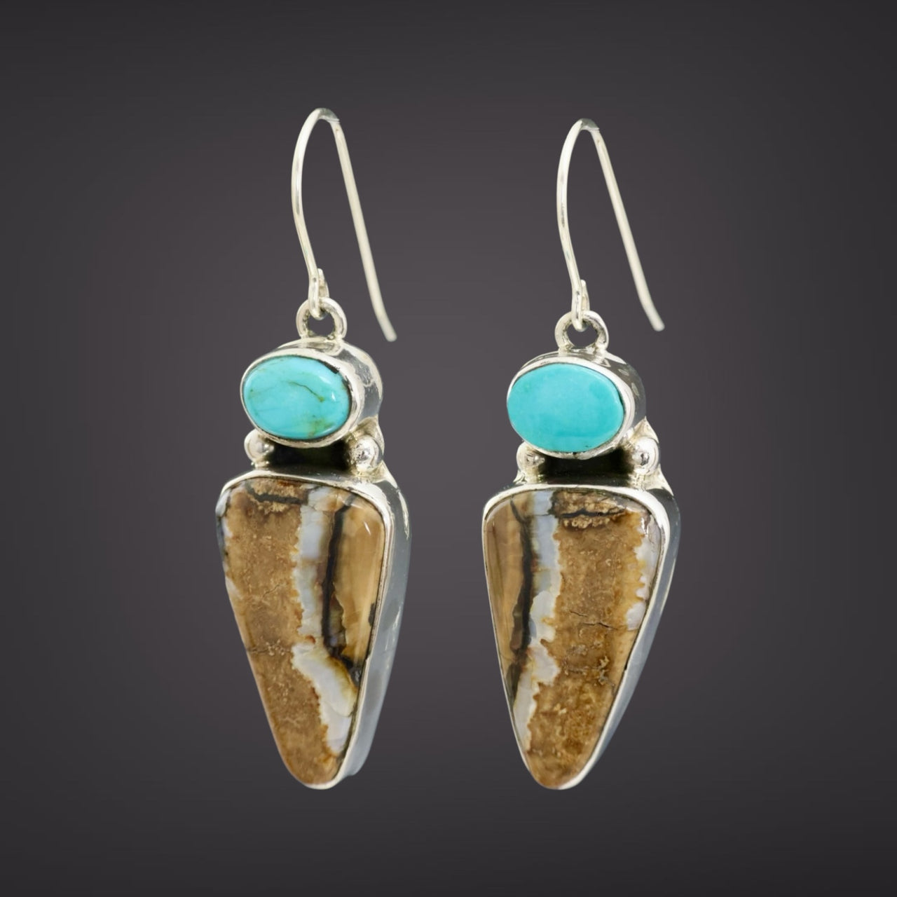 Mammoth Tooth & Turquoise Earrings
