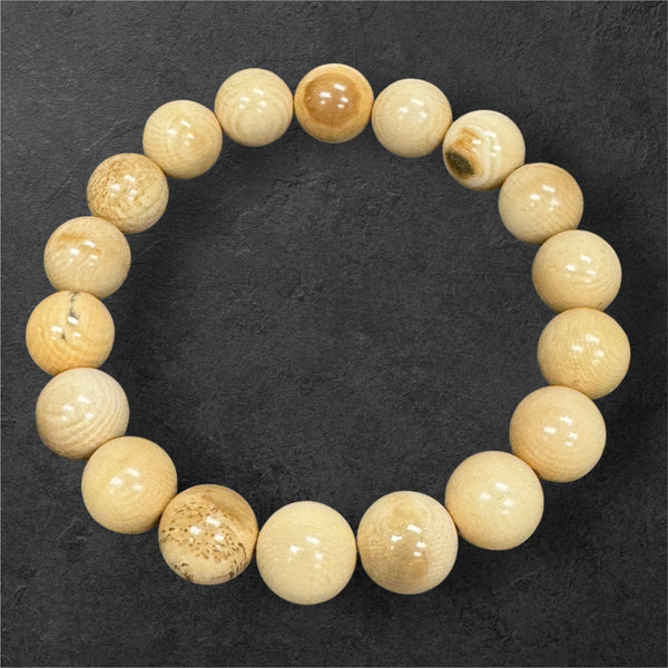 Fossil Mammoth Ivory 12mm Bead Bracelet