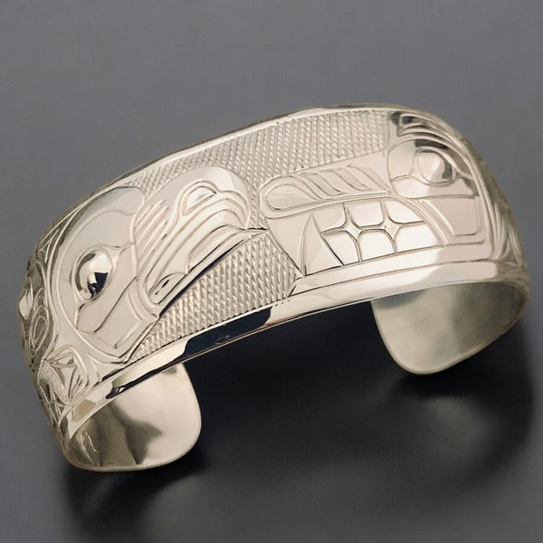 Eagle & Wolf 7" Silver Bracelet