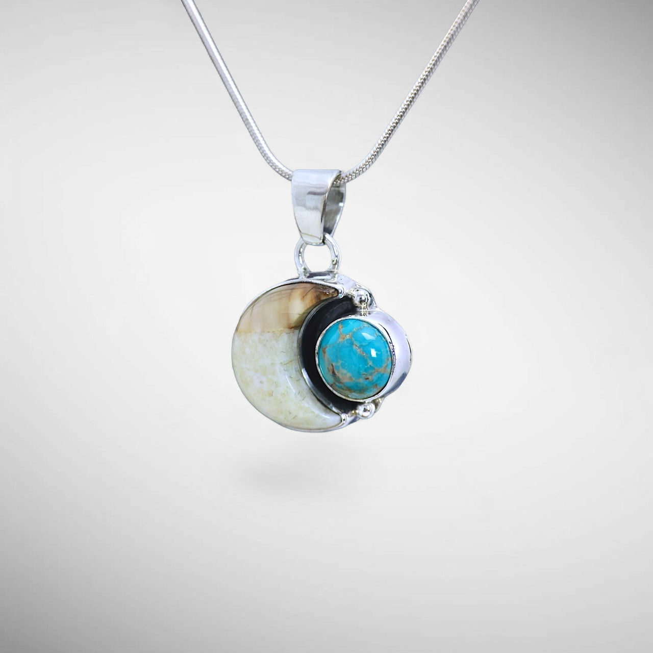 Ivory & Turquoise Moon Pendant