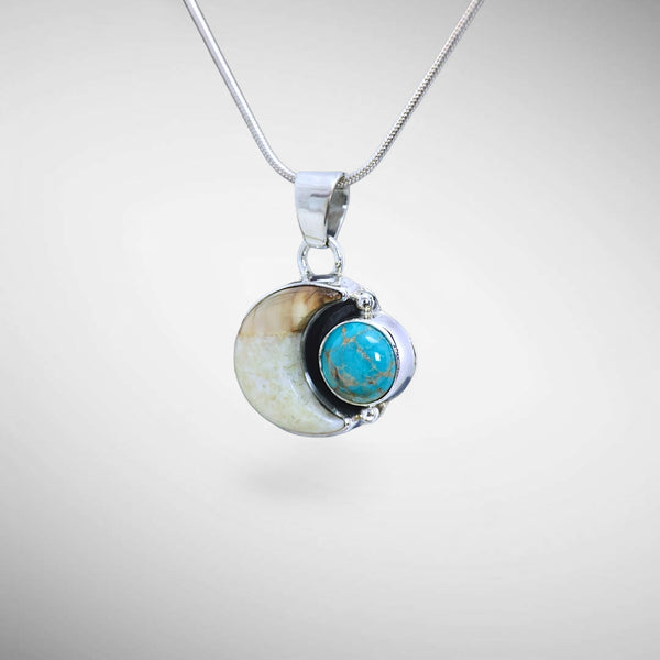 Ivory & Turquoise Moon Pendant