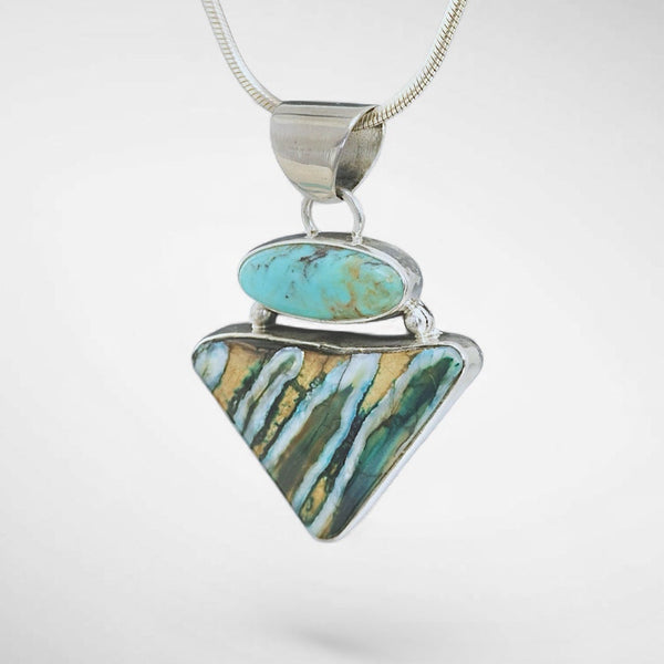Mammoth Tooth & Turquoise Pendant