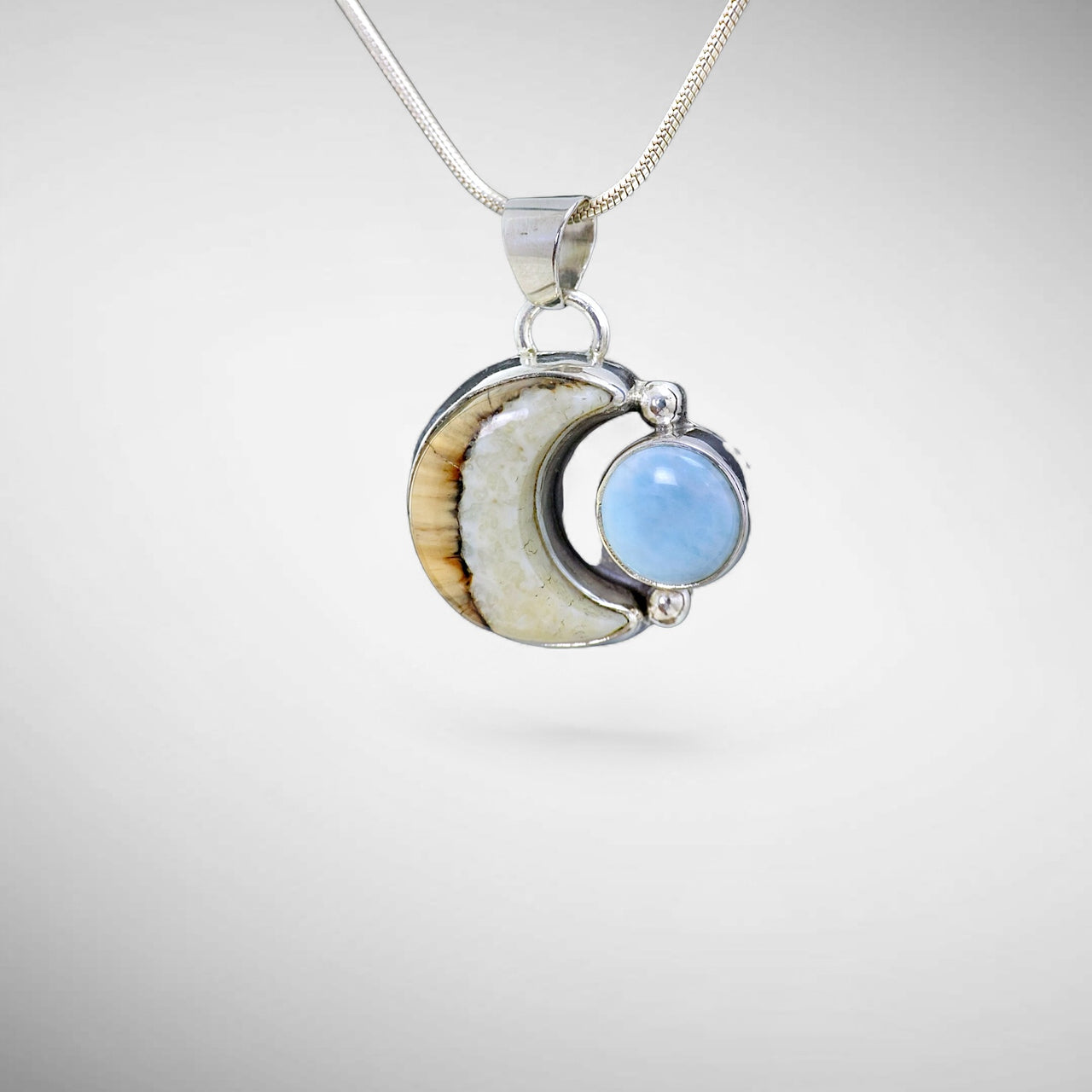 Ivory & Larimar Moon Pendant