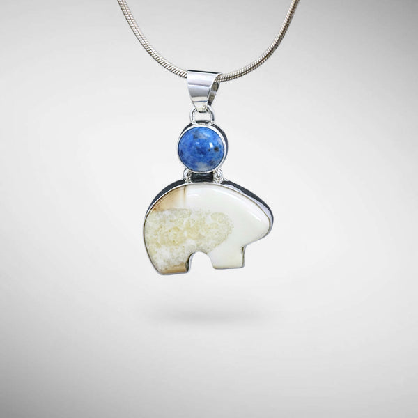 Ivory & Lapis Bear Pendant