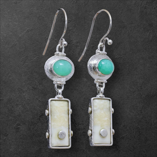 Ivory & Chrysoprase Earrings