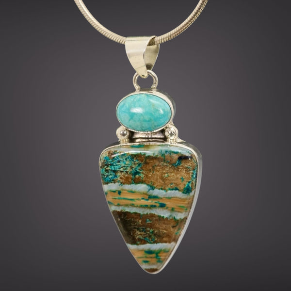 Mammoth Tooth & Turquoise Pendant