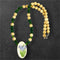 Ivory Scrimshaw & Jade Necklace