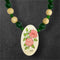 Ivory Scrimshaw & Jade Necklace