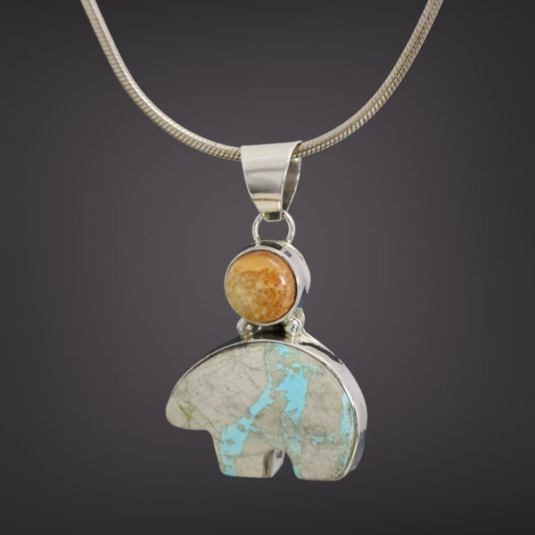 Boulder Turquoise & Ivory Bear