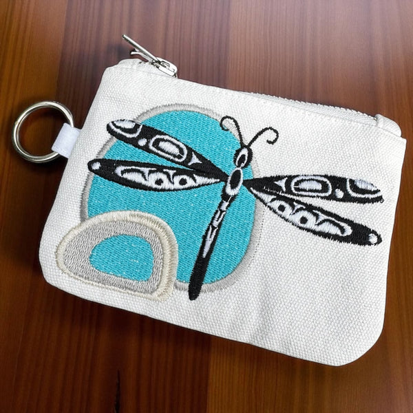 Dragonfly Embroidered Coin Purse