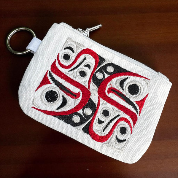 Salmon Embroidered Coin Purse