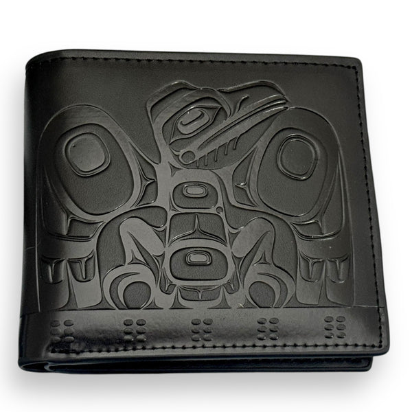 Leather Embossed Wallet - Raven