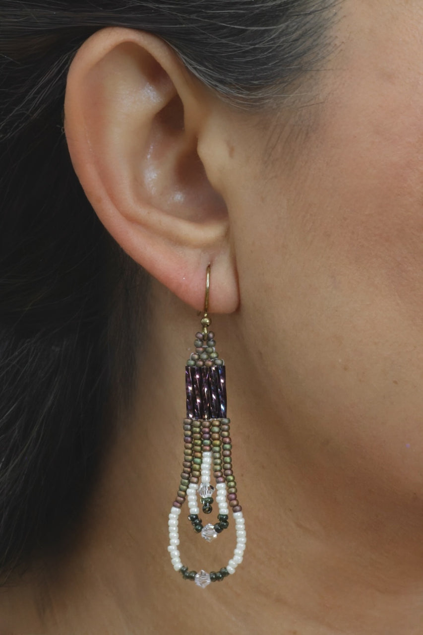 Short Beaded Glass Earrings