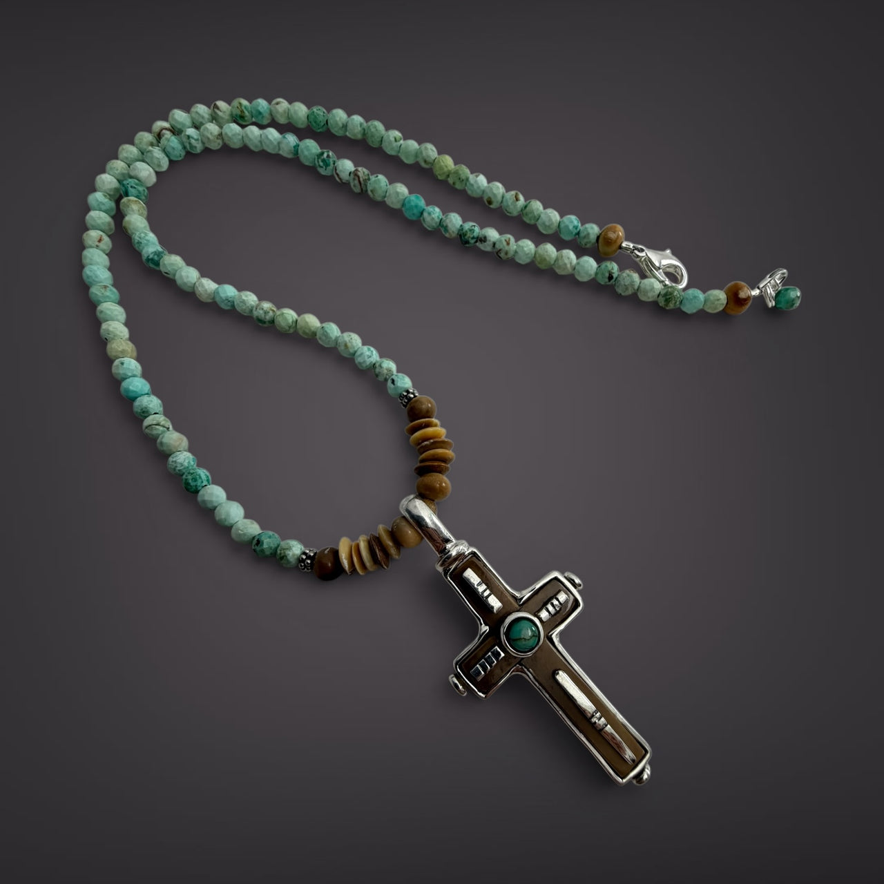 Ivory Cross & Turquoise Necklace