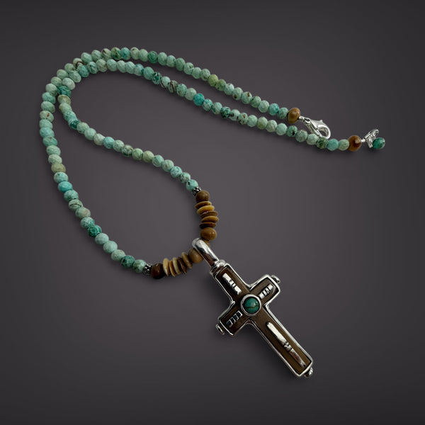 Ivory Cross & Turquoise Necklace