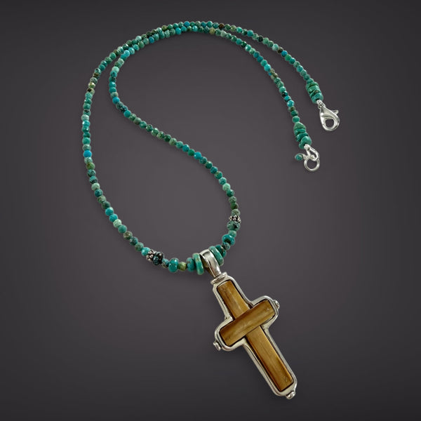 Ivory Cross & Turquoise Necklace