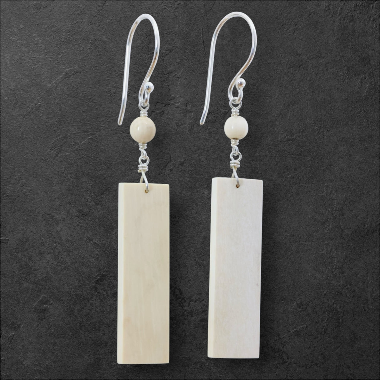 Rectangle & Bead Earrings