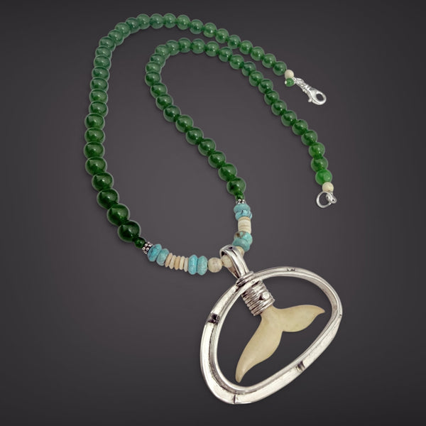 Ivory & Jade Whale Tail Necklace