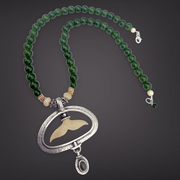 Ivory & Jade Whale Tail Necklace