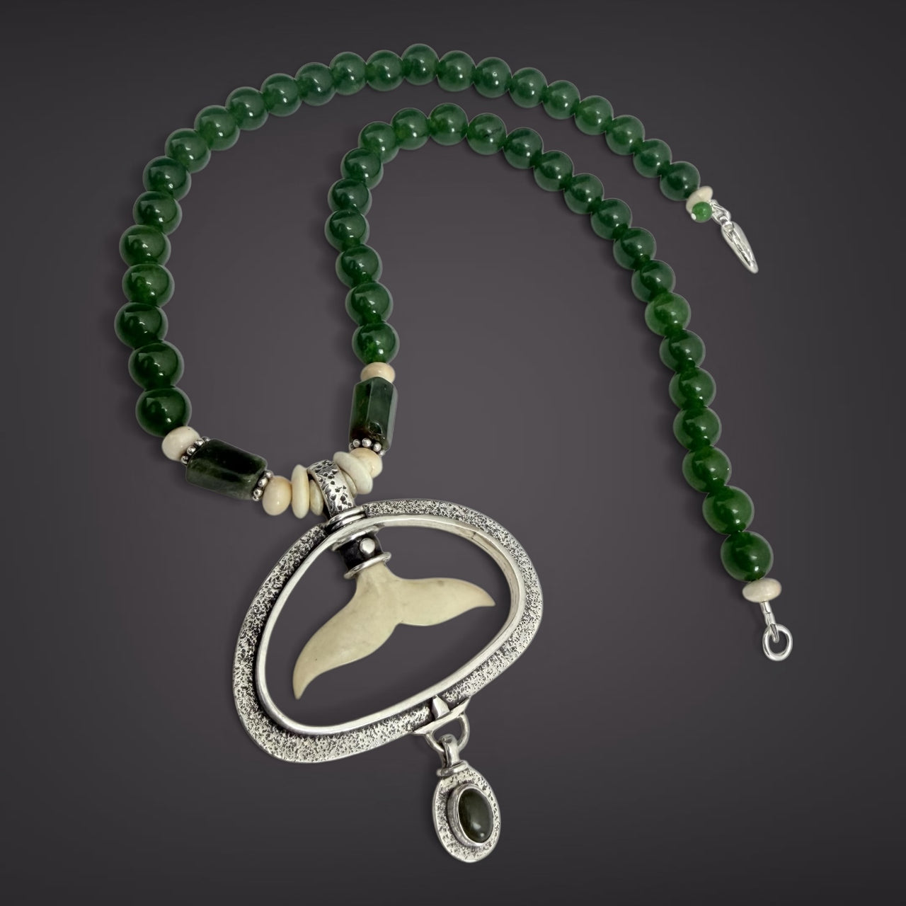 Ivory & Jade Whale Tail Necklace