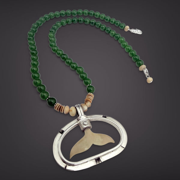 Ivory & Jade Whale Tail Necklace