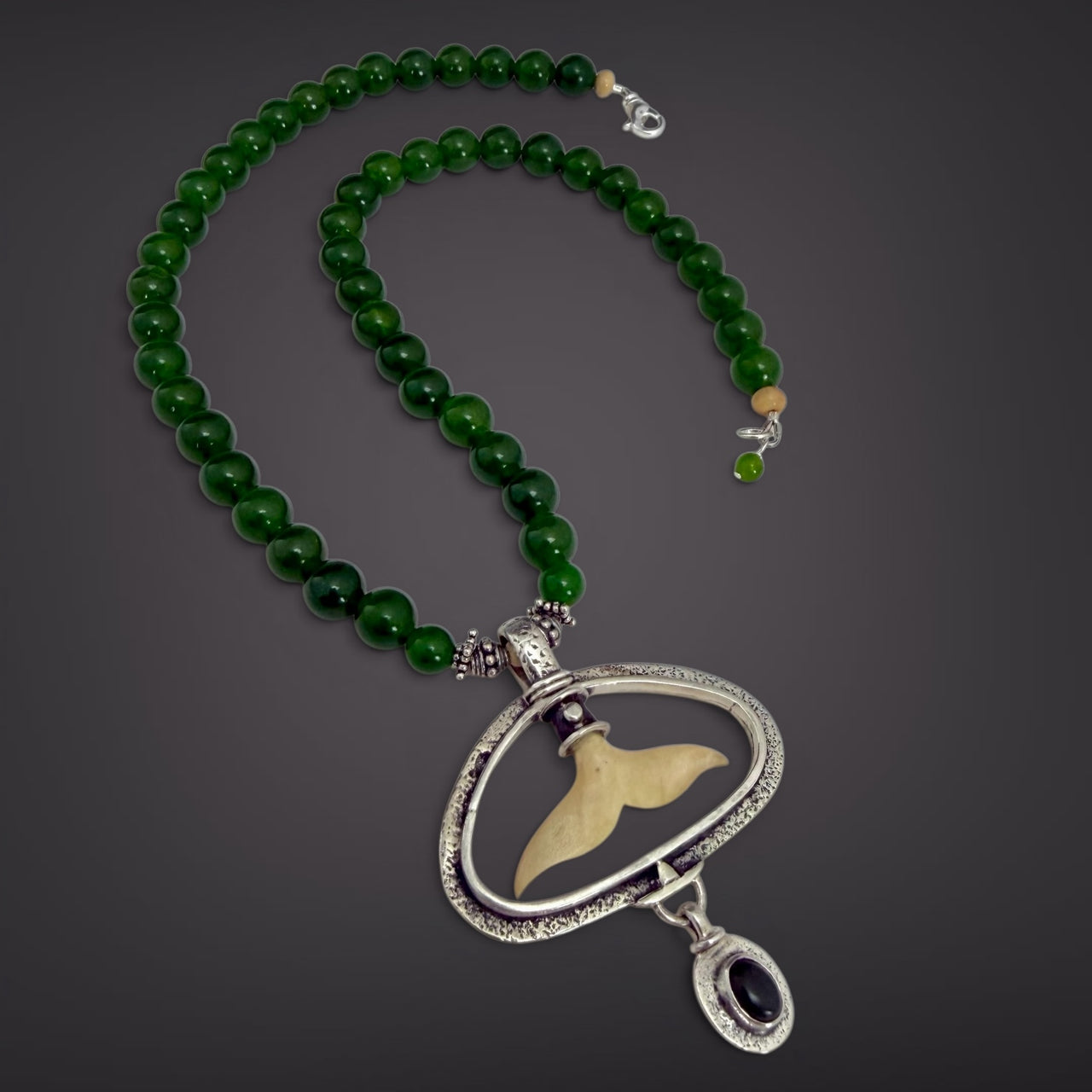 Ivory & Jade Whale Tail Necklace