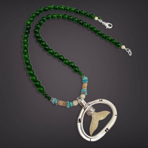 Ivory & Jade Whale Tail Necklace